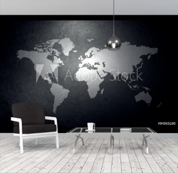 Picture of World map on concrete wall